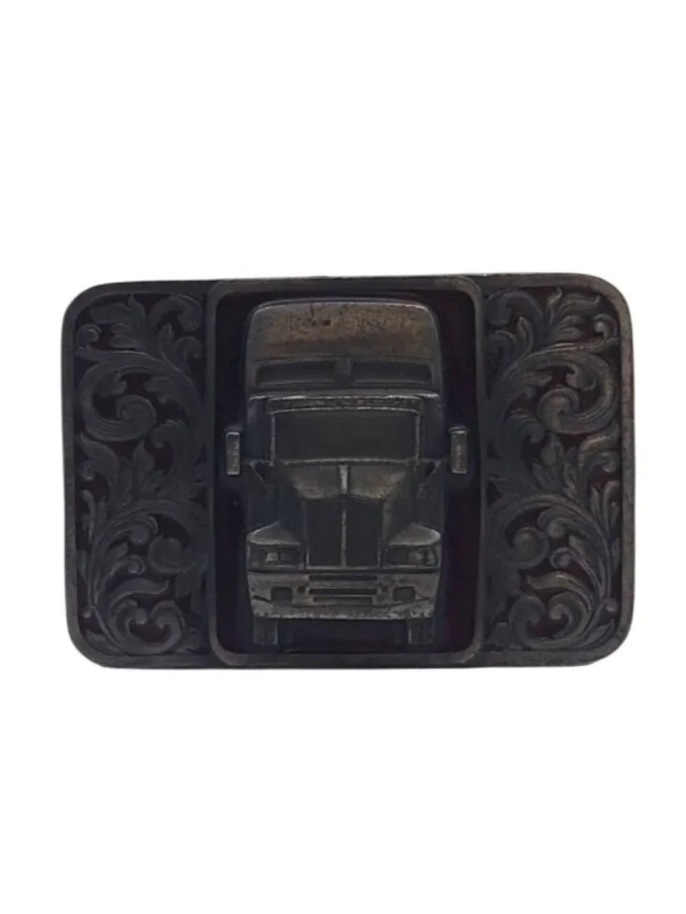 Kenworth Semi Truck Belt Buckle Silvertone Red Enamel Tonkin Bergamot W-420 1992